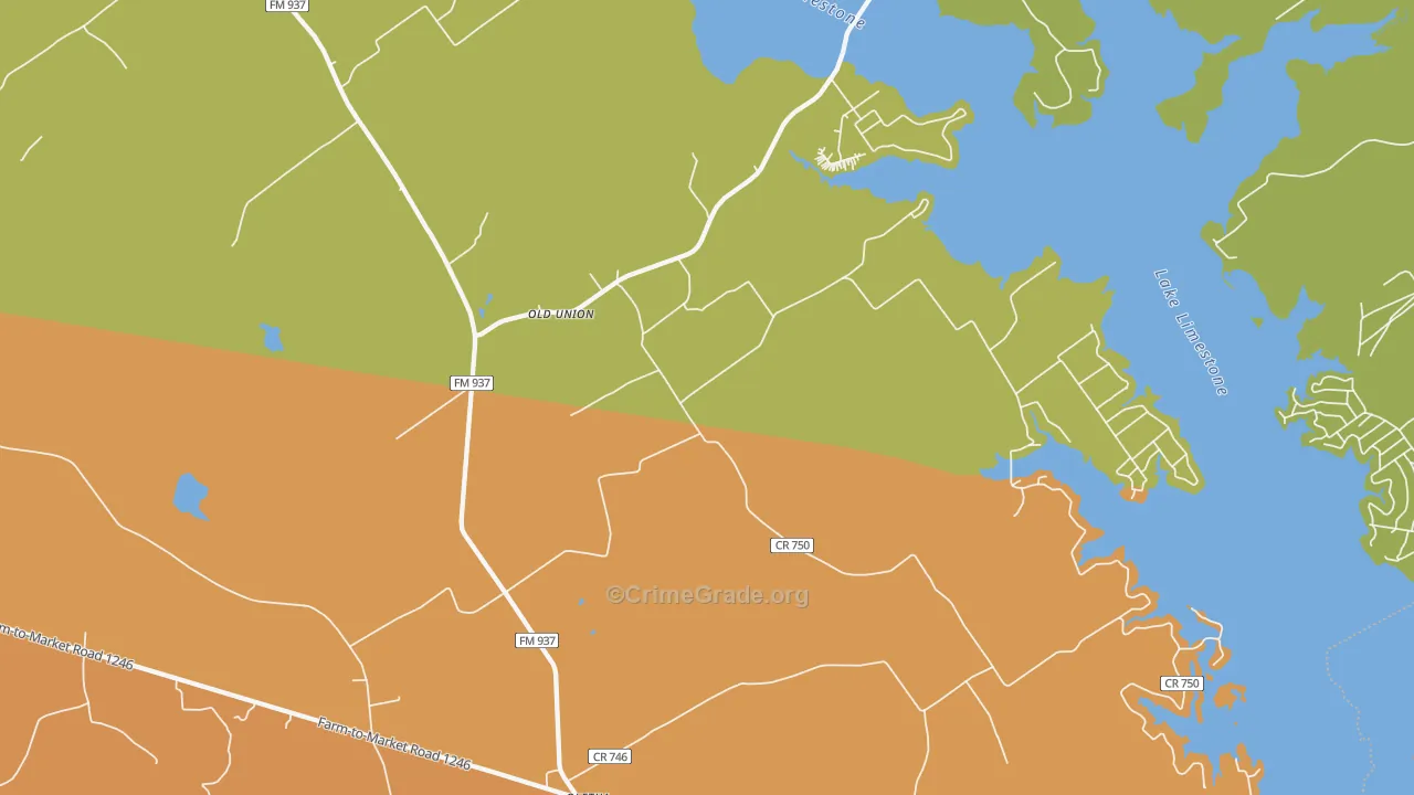 Oletha, TX Map of Drug-Related Crime Rates