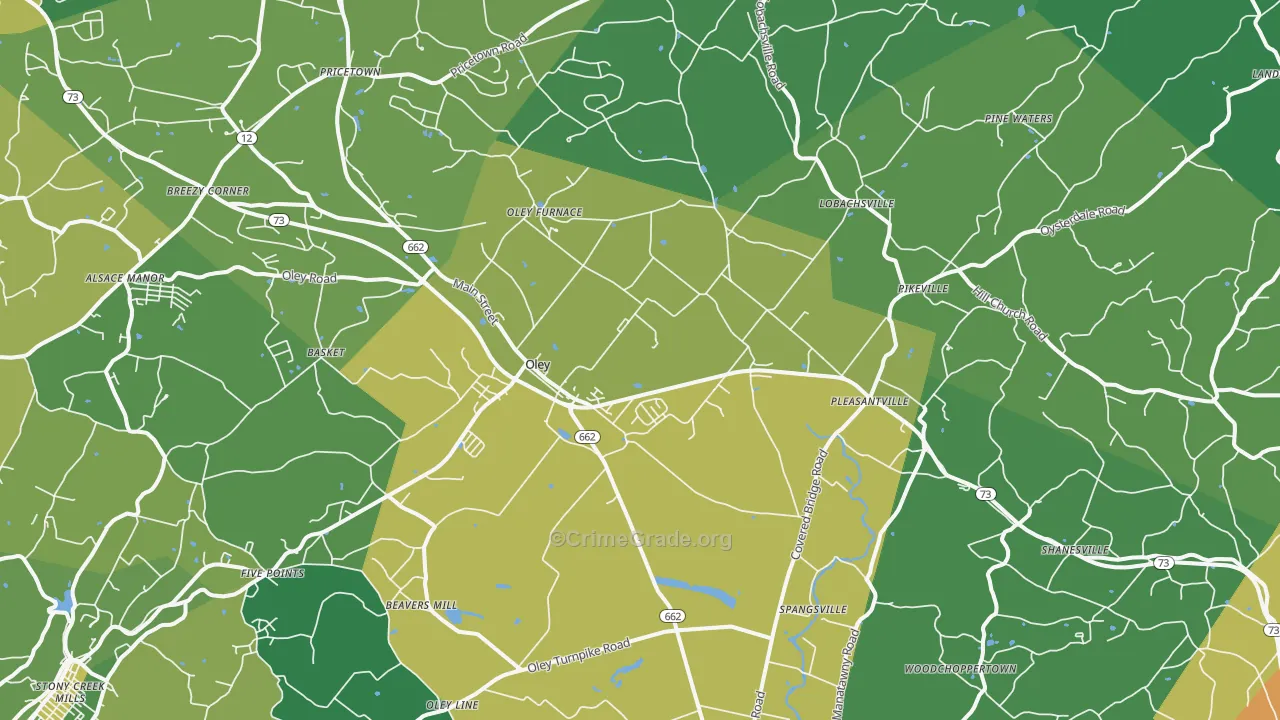Oley, PA Map of Drug-Related Crime Rates
