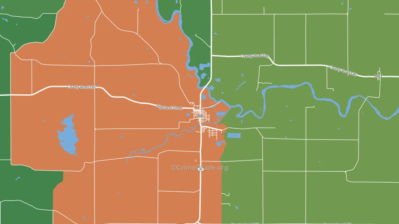 Olin, IA Map of Drug-Related Crime Rates