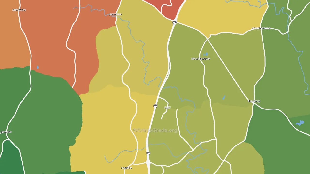 Olin, NC Map of Drug-Related Crime Rates
