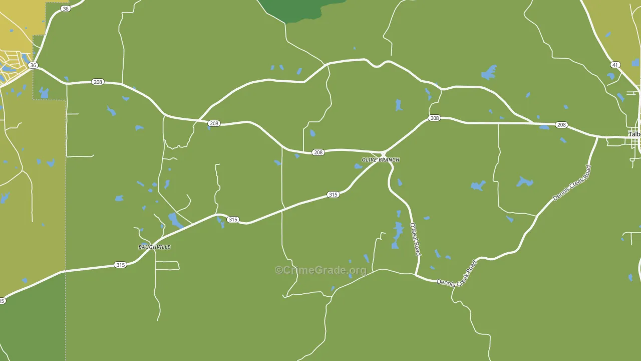 Olive Branch, GA Map of Drug-Related Crime Rates