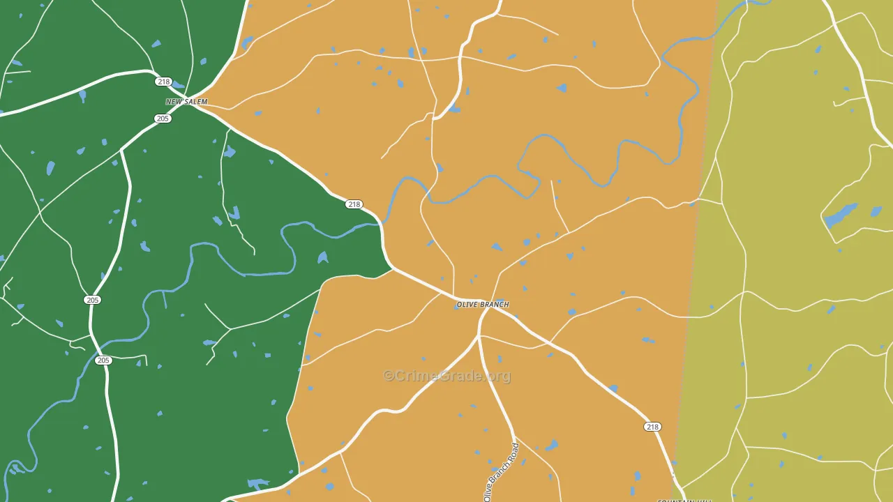 Olive Branch, NC Map of Drug-Related Crime Rates