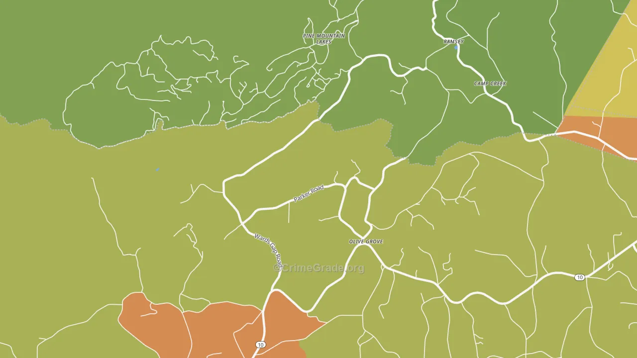 Olive Grove, NC Map of Drug-Related Crime Rates
