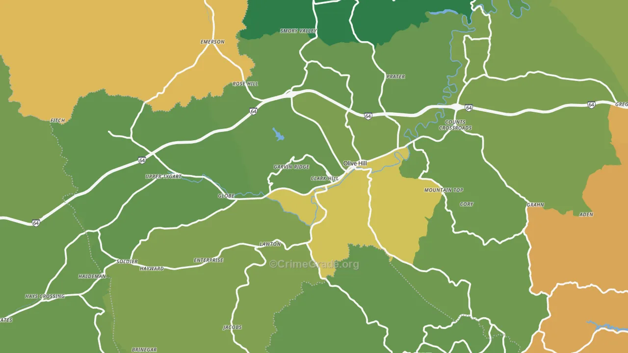 Olive Hill, KY Map of Drug-Related Crime Rates