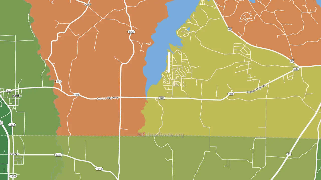 Olive, KY Map of Drug-Related Crime Rates