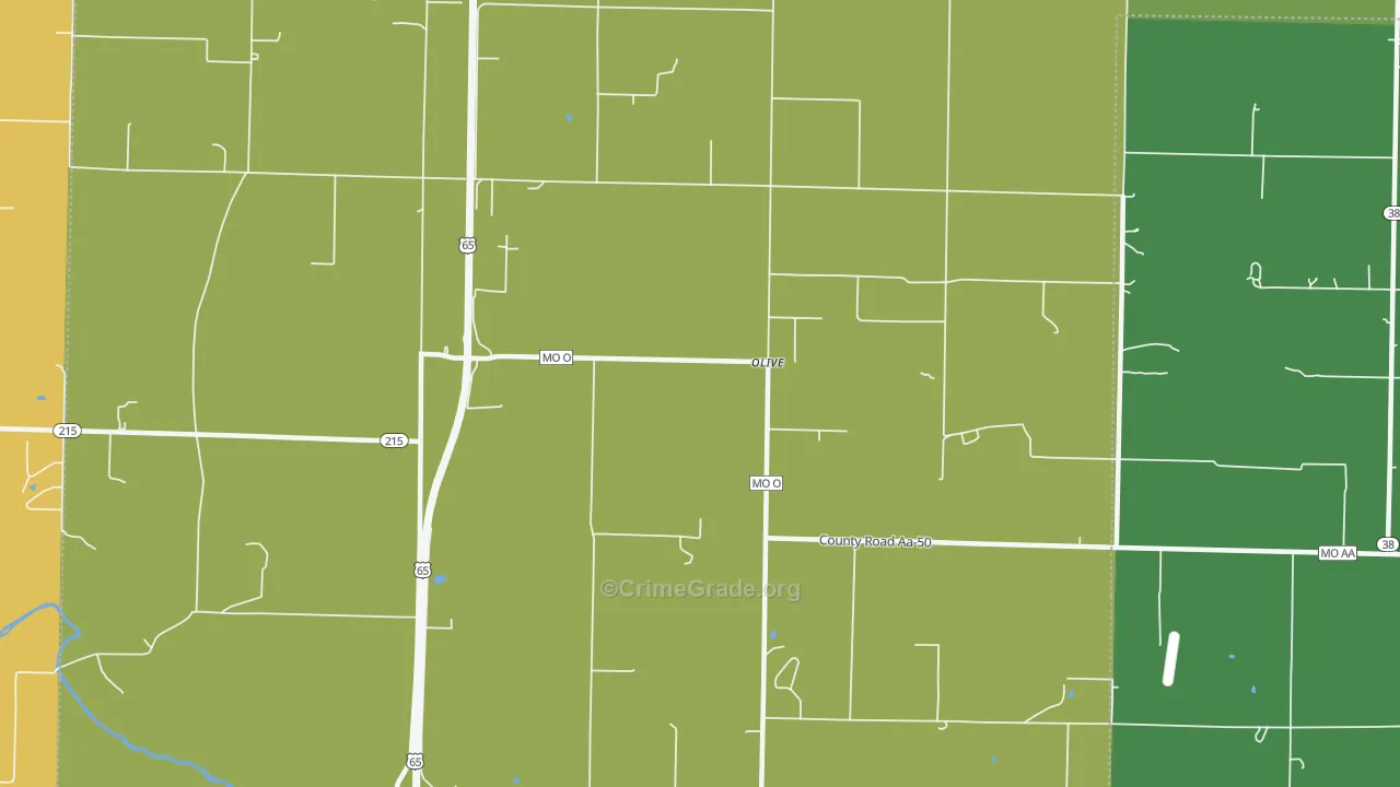 Olive, MO Map of Drug-Related Crime Rates