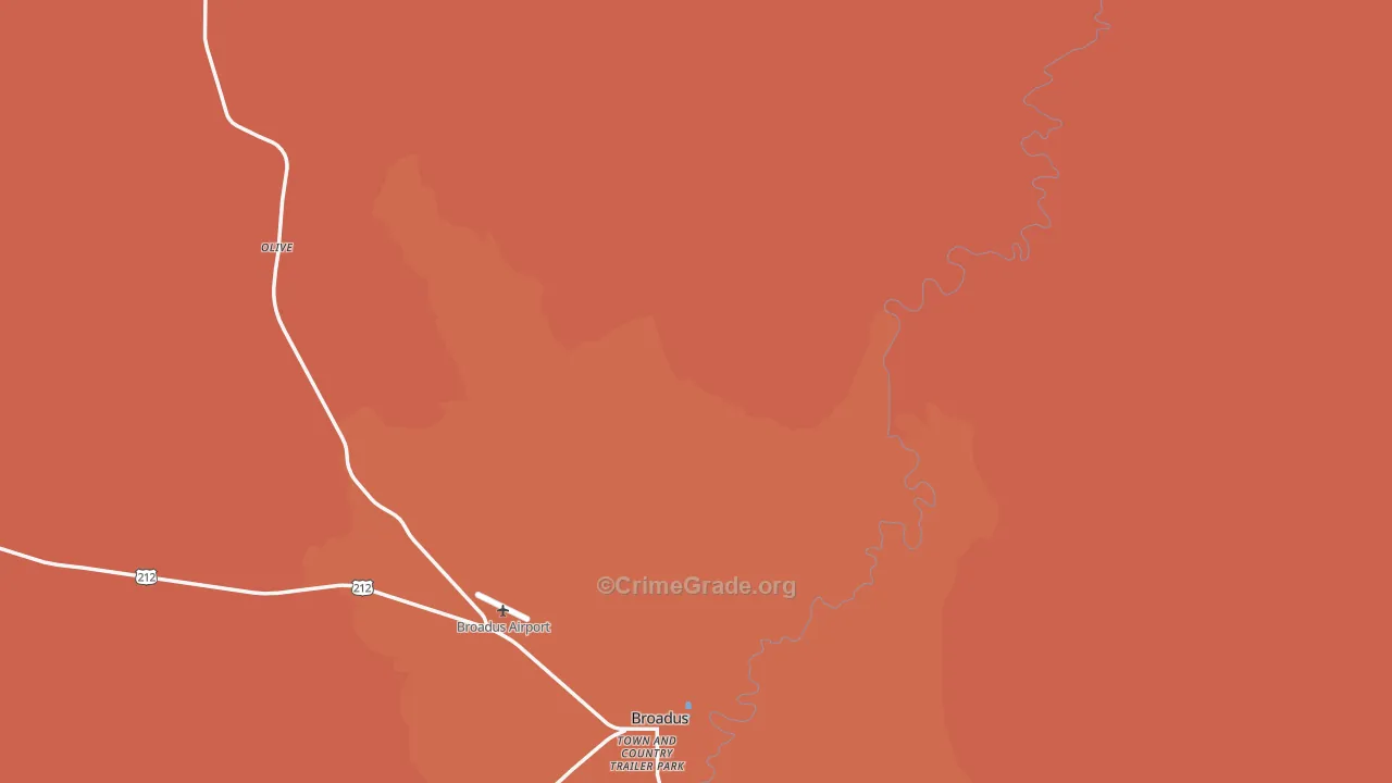 Olive, MT Map of Drug-Related Crime Rates