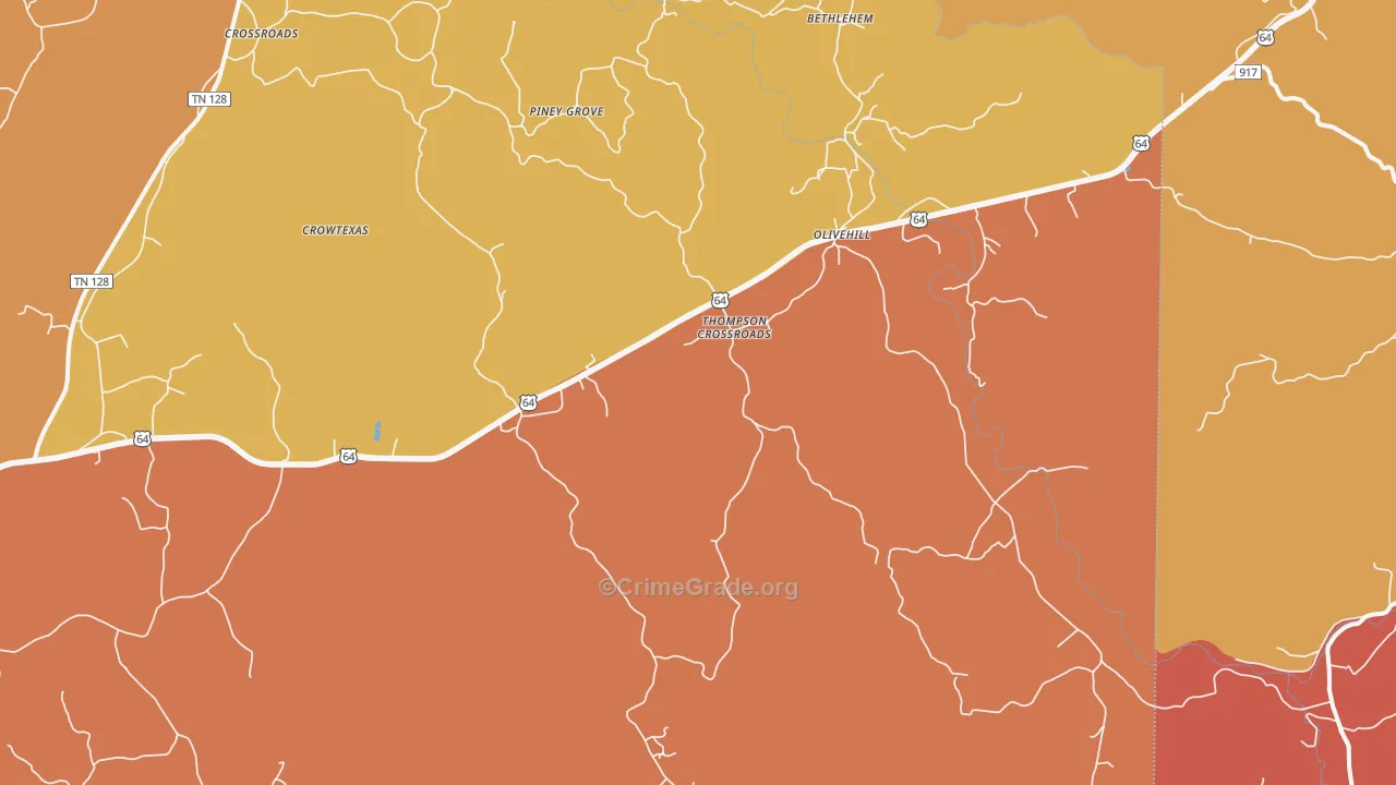 Olivehill, TN Map of Drug-Related Crime Rates