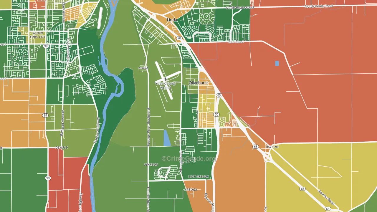 Olivehurst, CA Map of Drug-Related Crime Rates