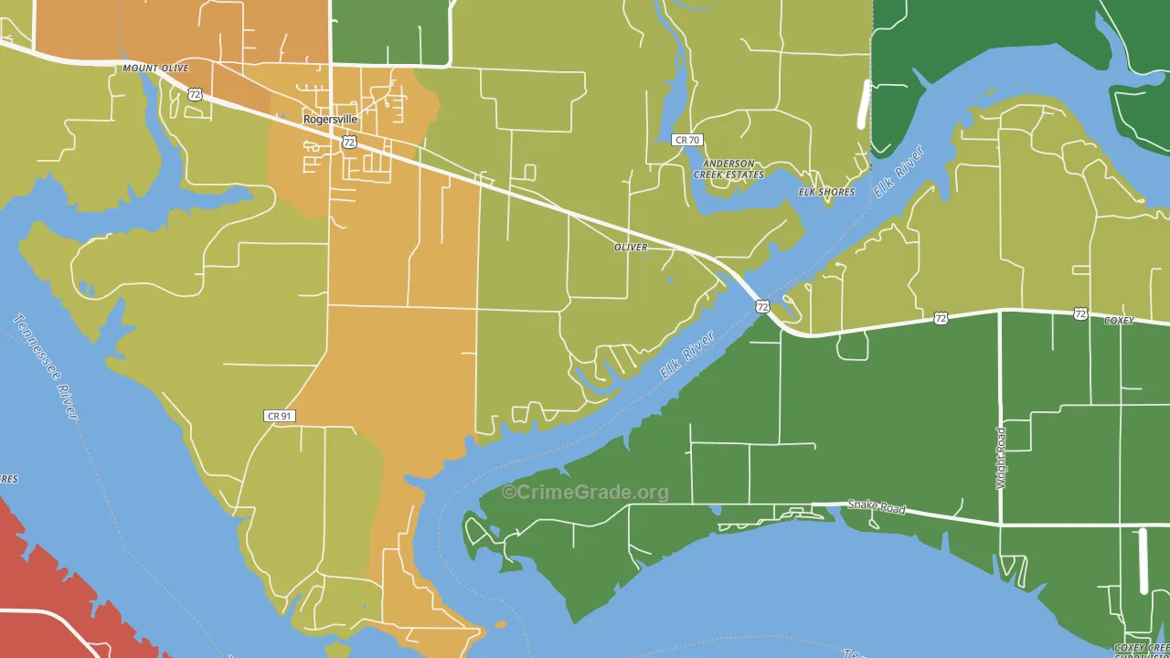 Oliver, AL Map of Drug-Related Crime Rates