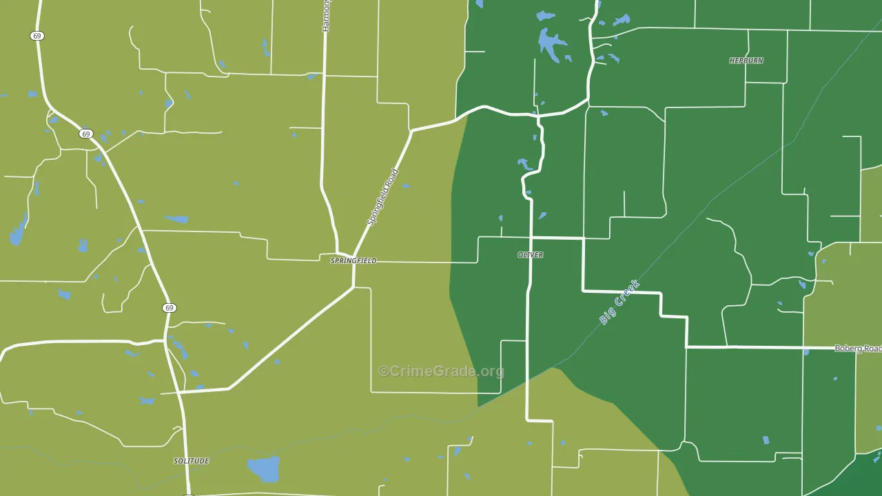 Oliver, IN Map of Drug-Related Crime Rates