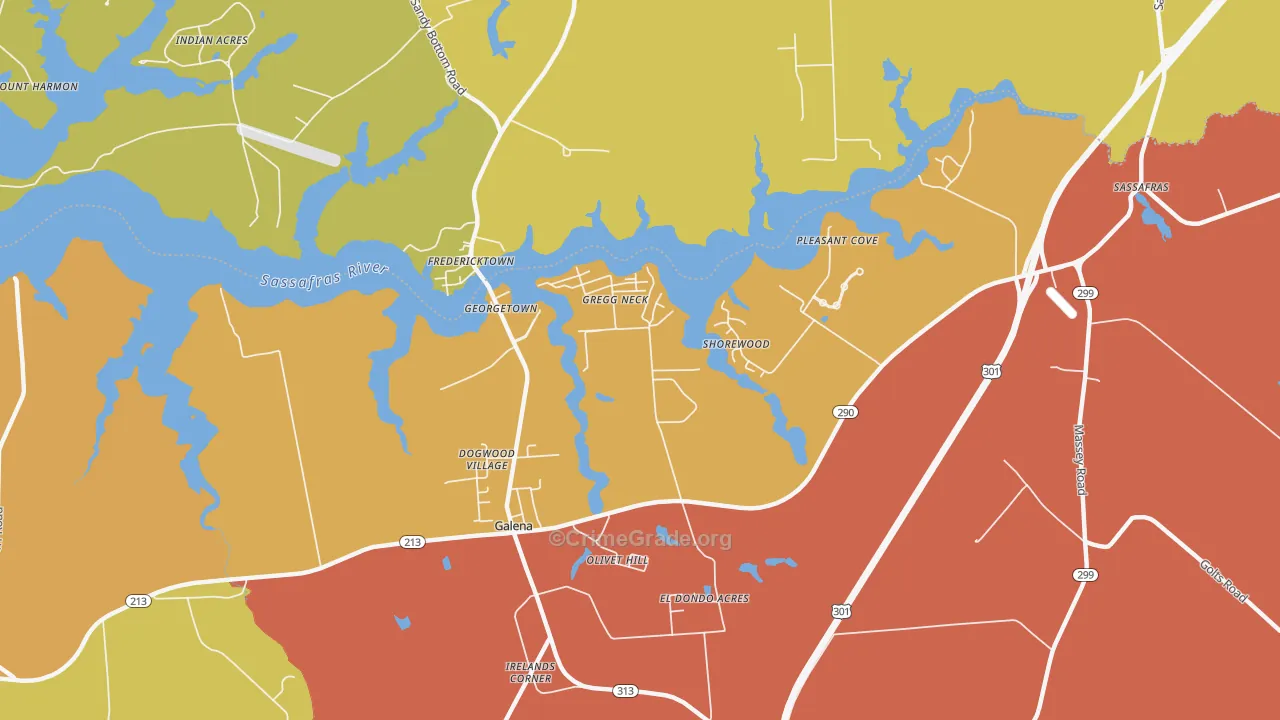 Olivet Hill, MD Map of Drug-Related Crime Rates