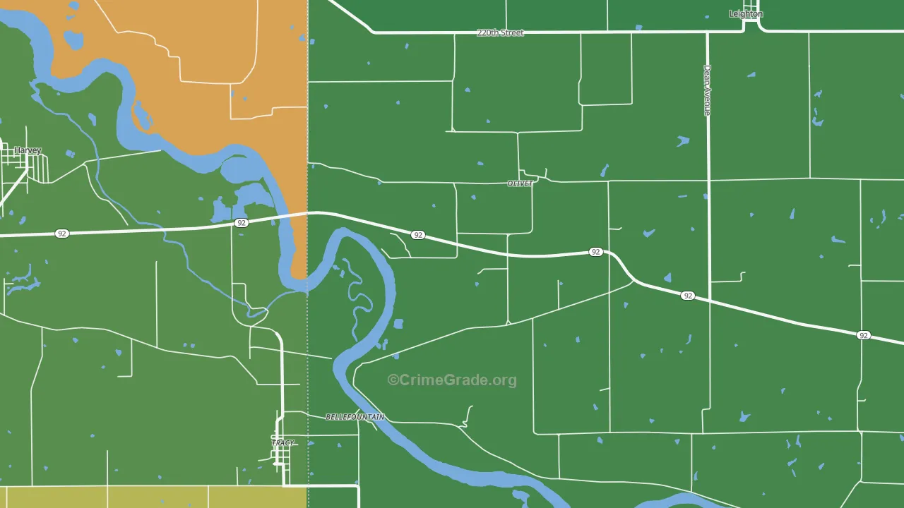 Olivet, IA Map of Drug-Related Crime Rates