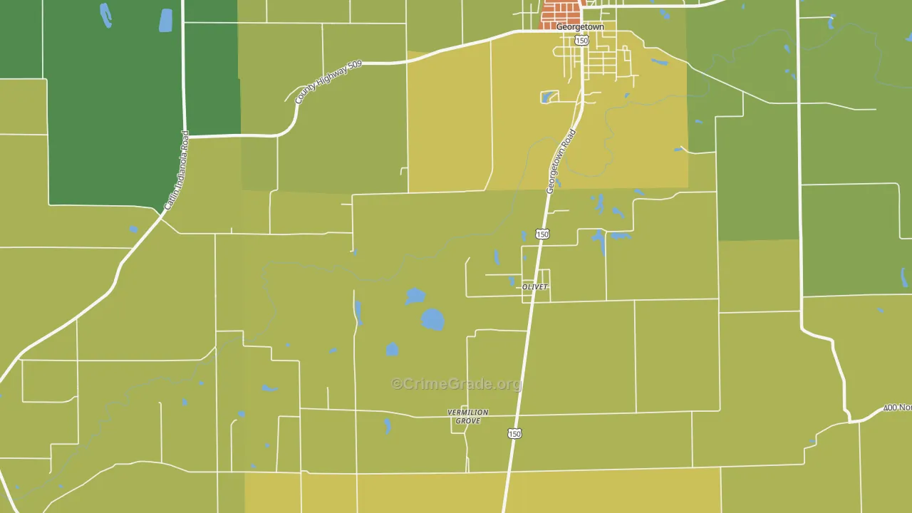 Olivet, IL Map of Drug-Related Crime Rates