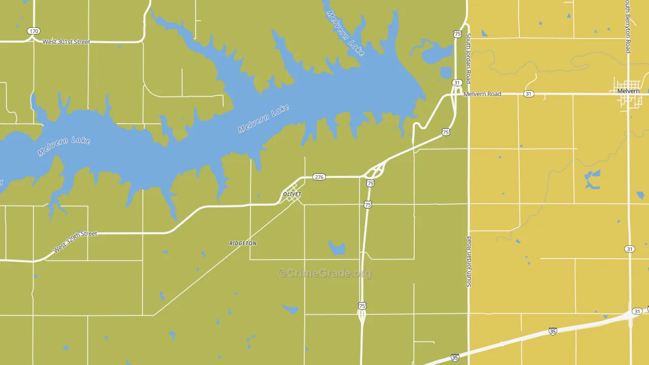 Olivet, KS Map of Drug-Related Crime Rates