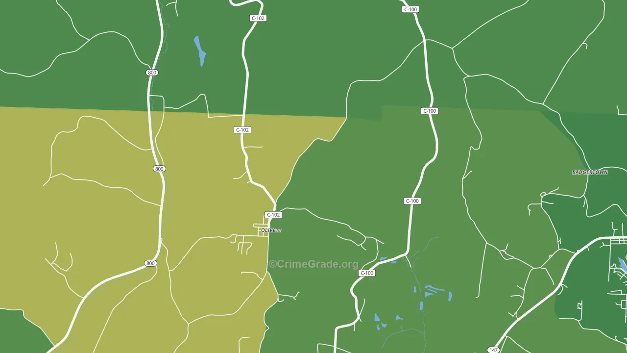 Olivett, OH Map of Drug-Related Crime Rates