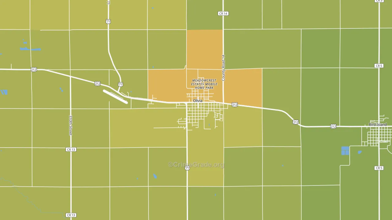 Olivia, MN Map of Drug-Related Crime Rates