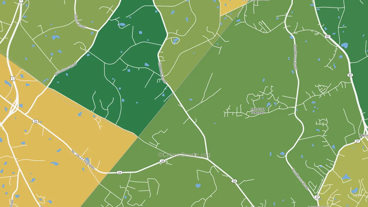 Olivia, NC Map of Drug-Related Crime Rates