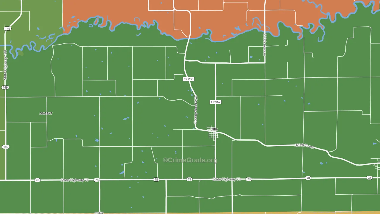 Ollie, IA Map of Drug-Related Crime Rates