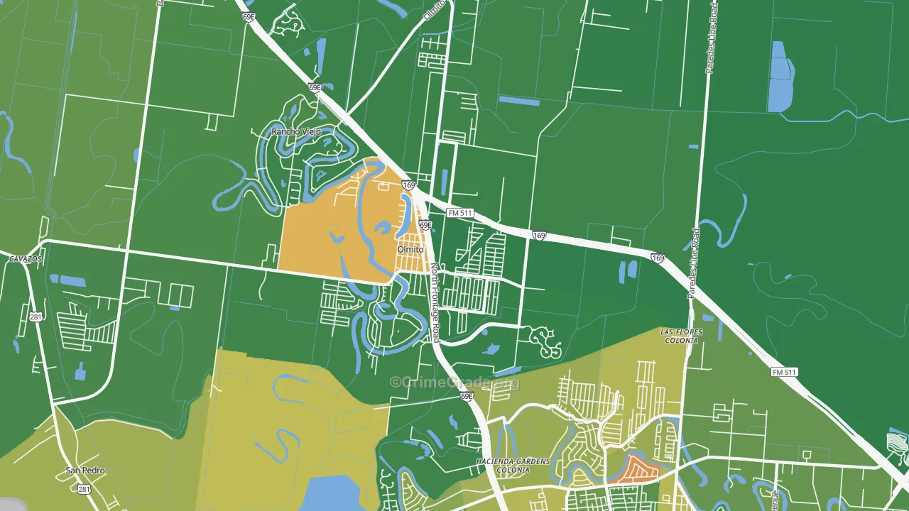 Olmito, TX Map of Drug-Related Crime Rates