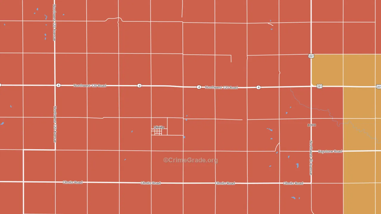 Olmitz, KS Map of Drug-Related Crime Rates