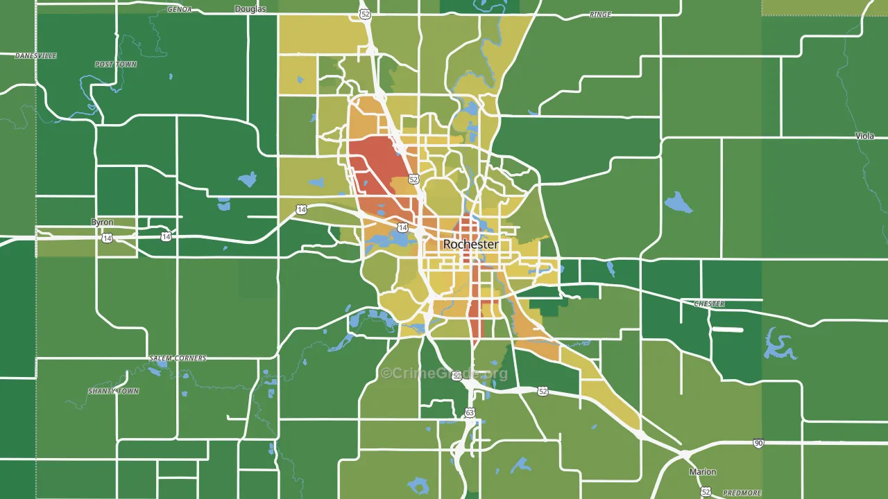 Olmsted County, MN Map of Drug-Related Crime Rates