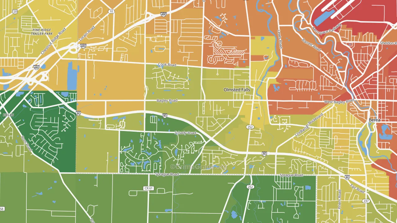 Olmsted Falls, OH Map of Drug-Related Crime Rates