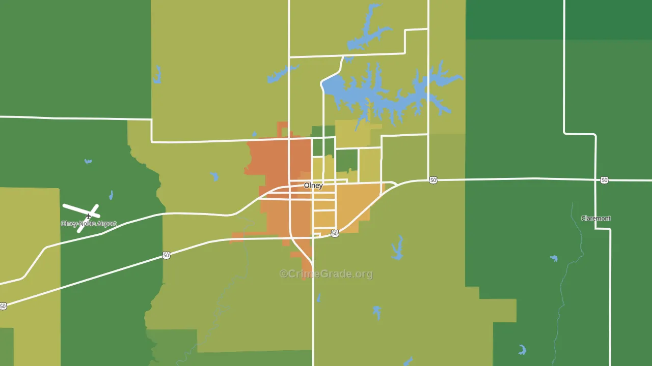 Olney, IL Map of Drug-Related Crime Rates