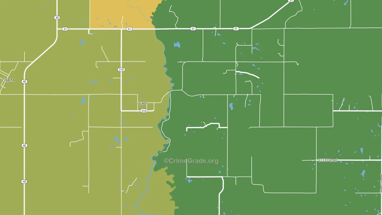 Olney, OK Map of Drug-Related Crime Rates