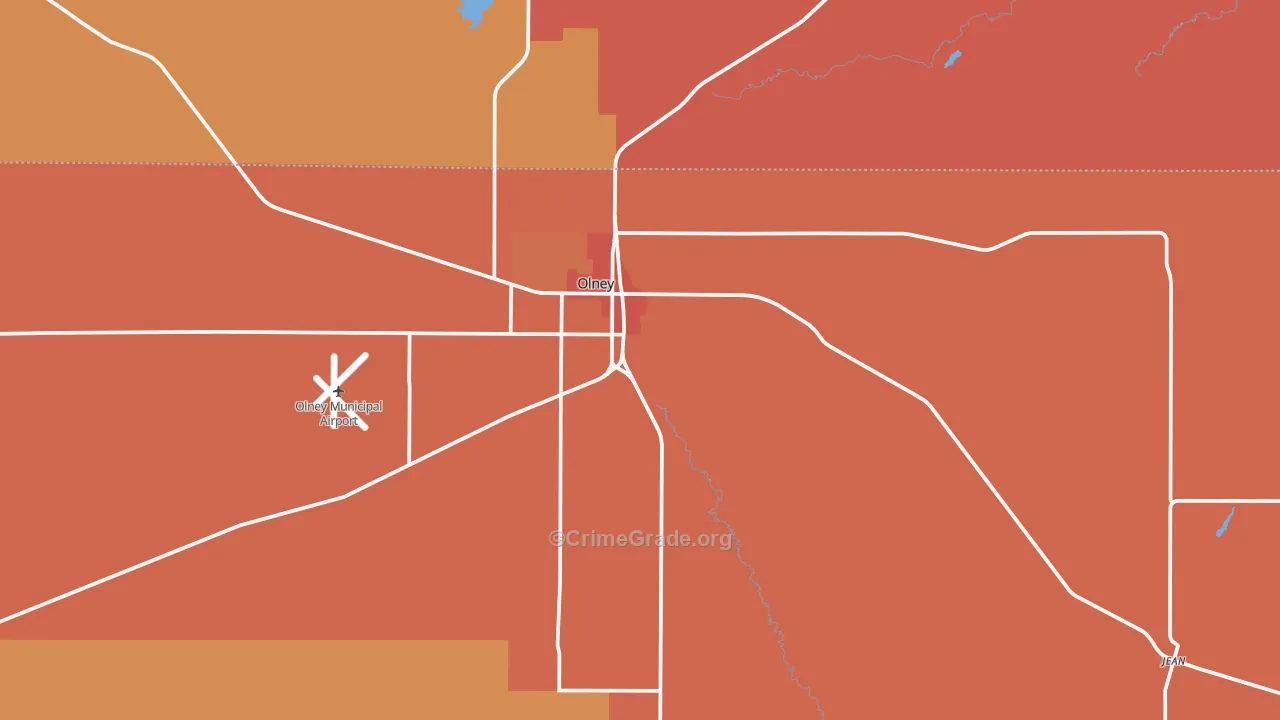 Olney, TX Map of Drug-Related Crime Rates