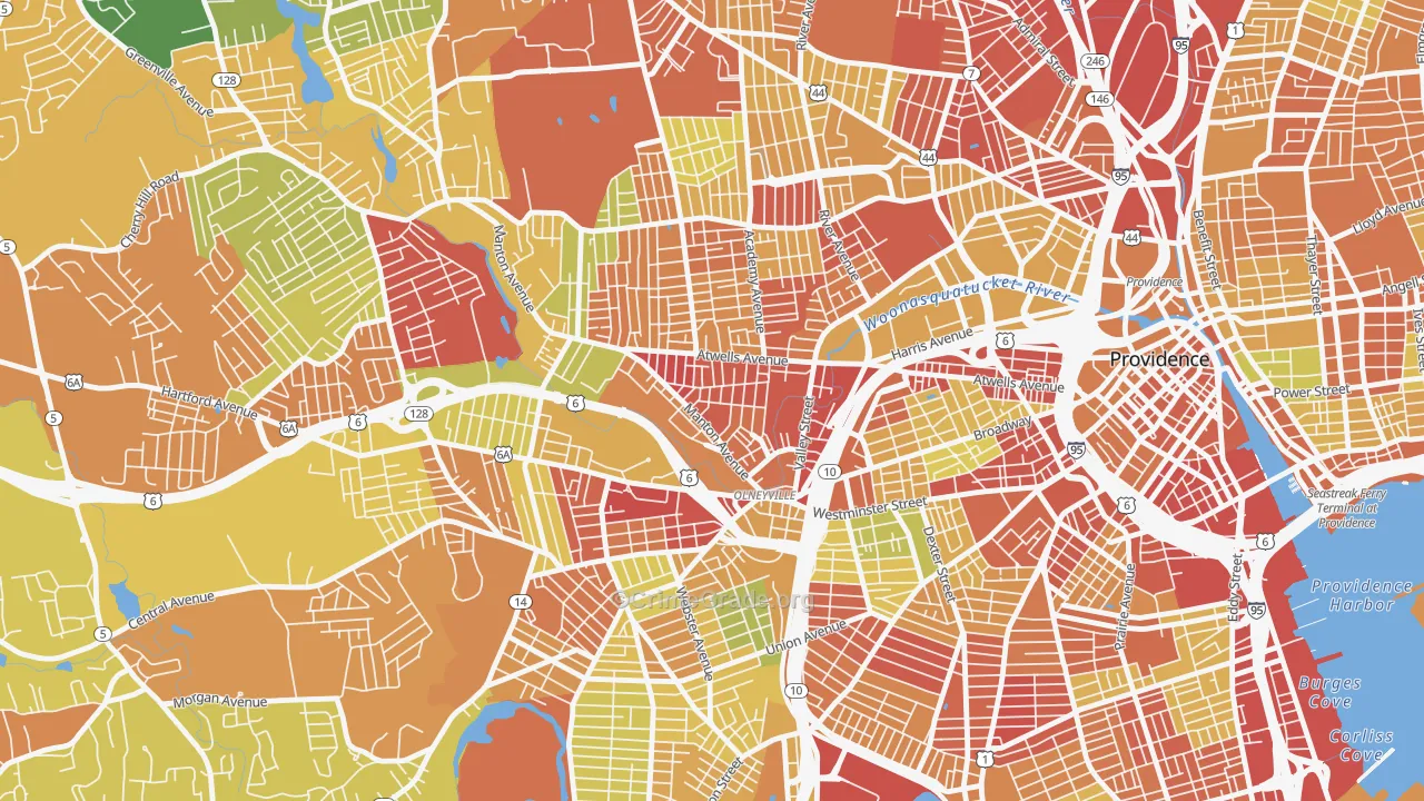 Olneyville, Providence, RI Map of Drug-Related Crime Rates