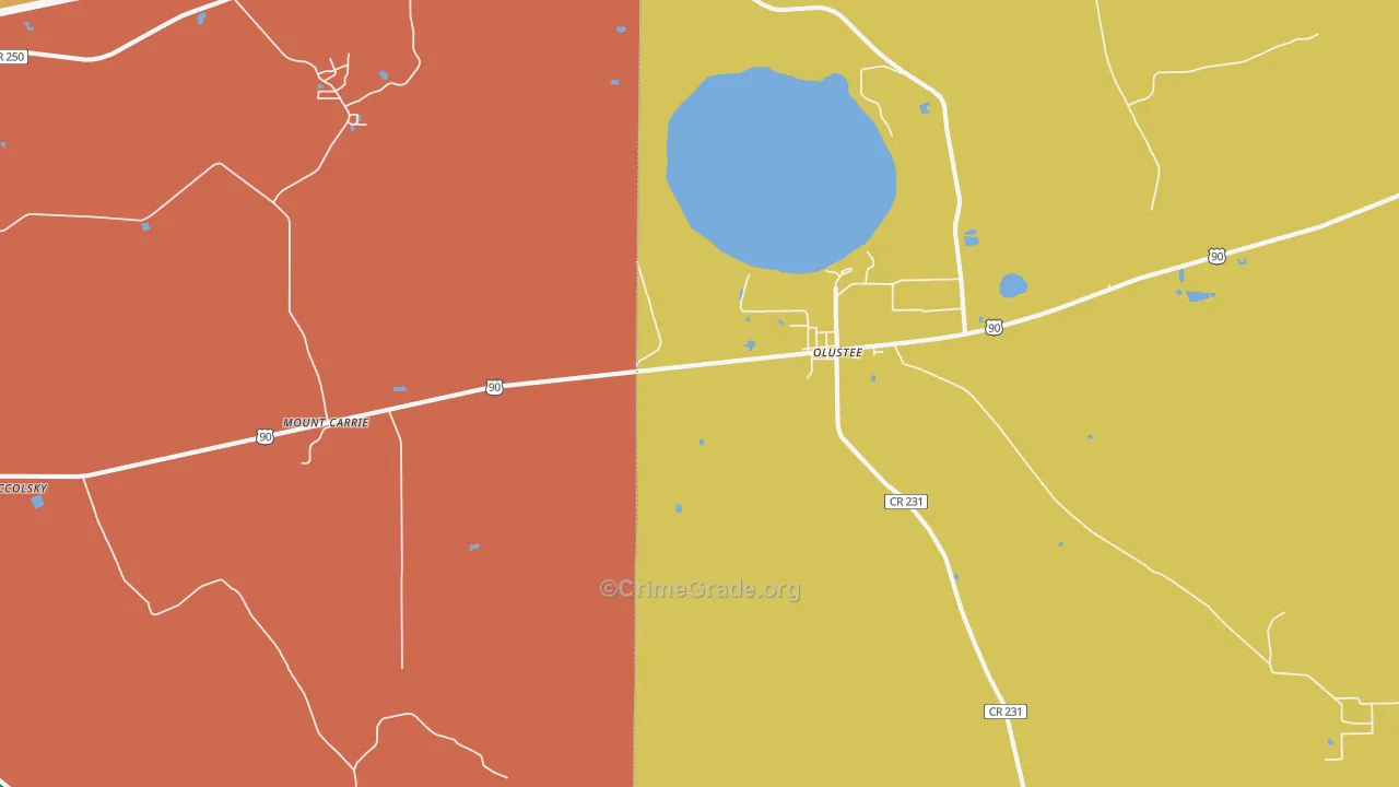 Olustee, FL Map of Drug-Related Crime Rates