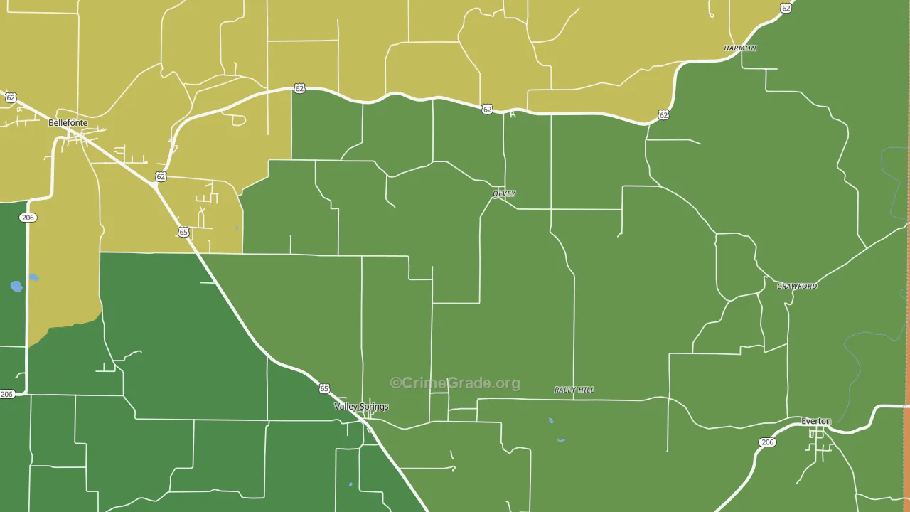 Olvey, AR Map of Drug-Related Crime Rates