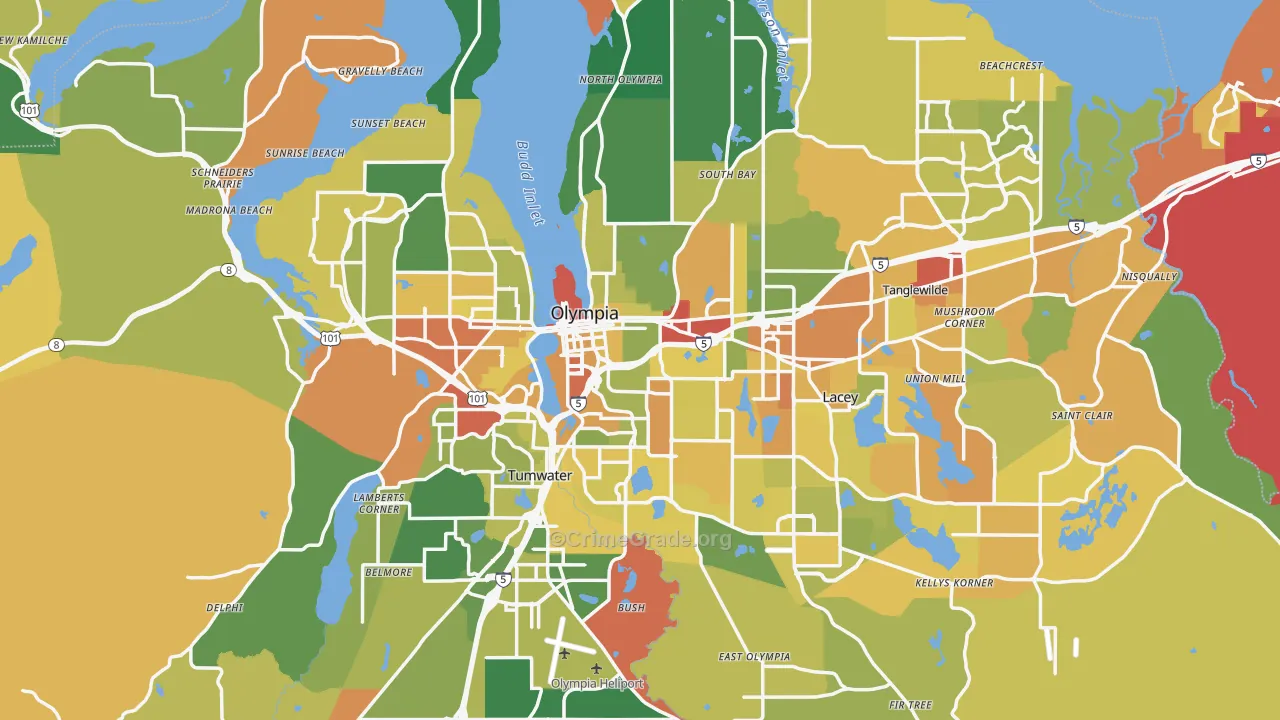 Olympia, WA Map of Drug-Related Crime Rates