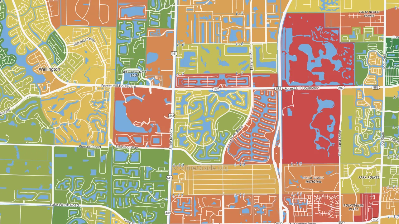 Olympia, Wellington, FL Map of Drug-Related Crime Rates