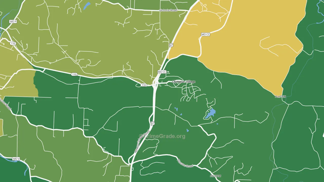 Olympian Village, MO Map of Drug-Related Crime Rates