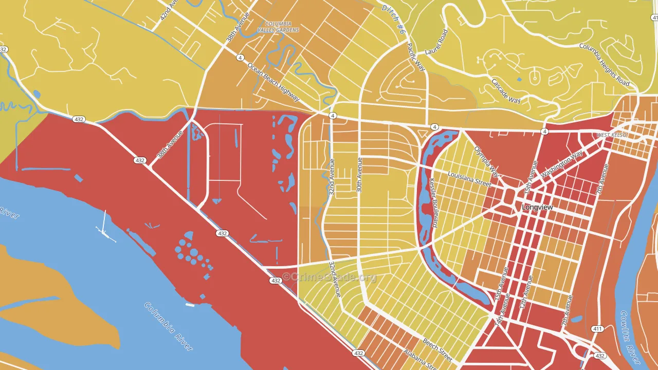 Olympic West, Longview, WA Map of Drug-Related Crime Rates