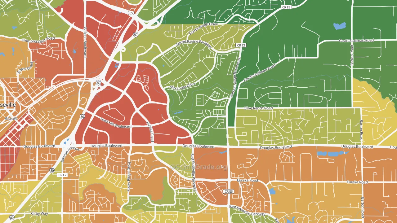 Olympus Pointe, Roseville, CA Map of Drug-Related Crime Rates