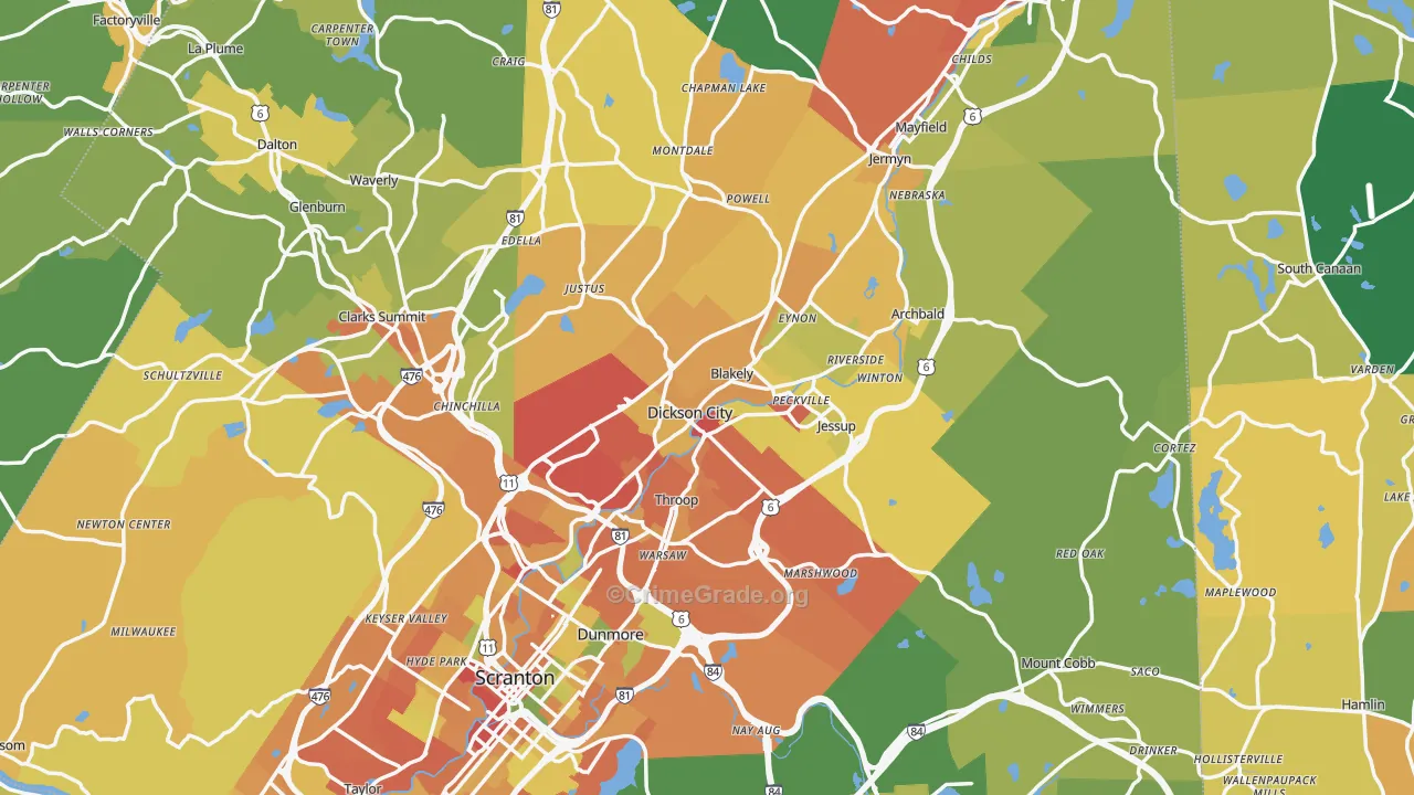 Olyphant, PA Map of Drug-Related Crime Rates