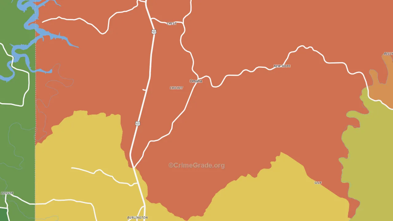Omaha, AR Map of Drug-Related Crime Rates