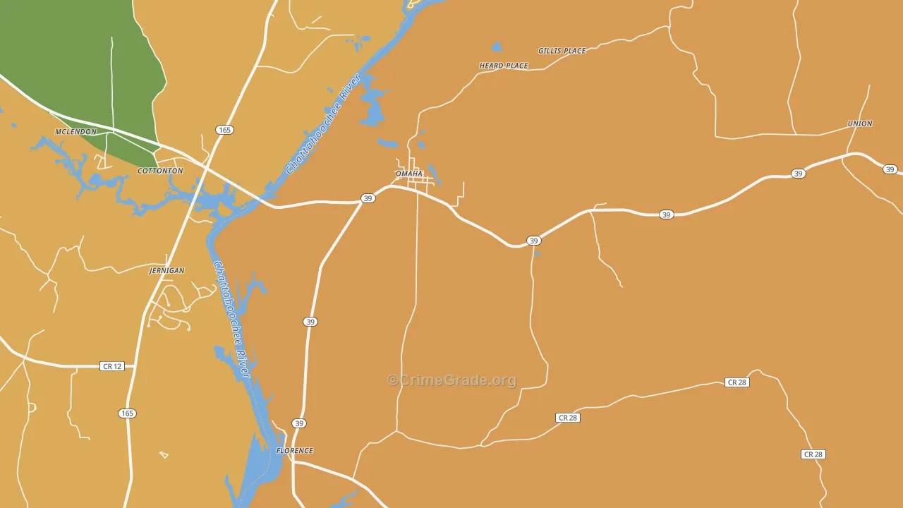 Omaha, GA Map of Drug-Related Crime Rates