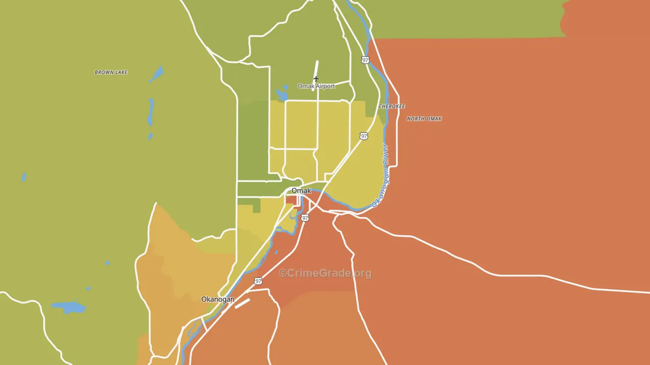 Omak, WA Map of Drug-Related Crime Rates