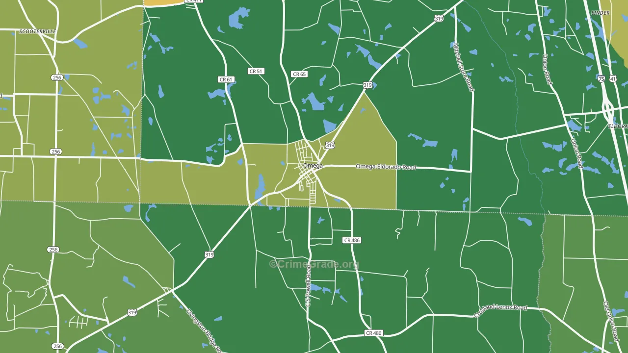 Omega, GA Map of Drug-Related Crime Rates