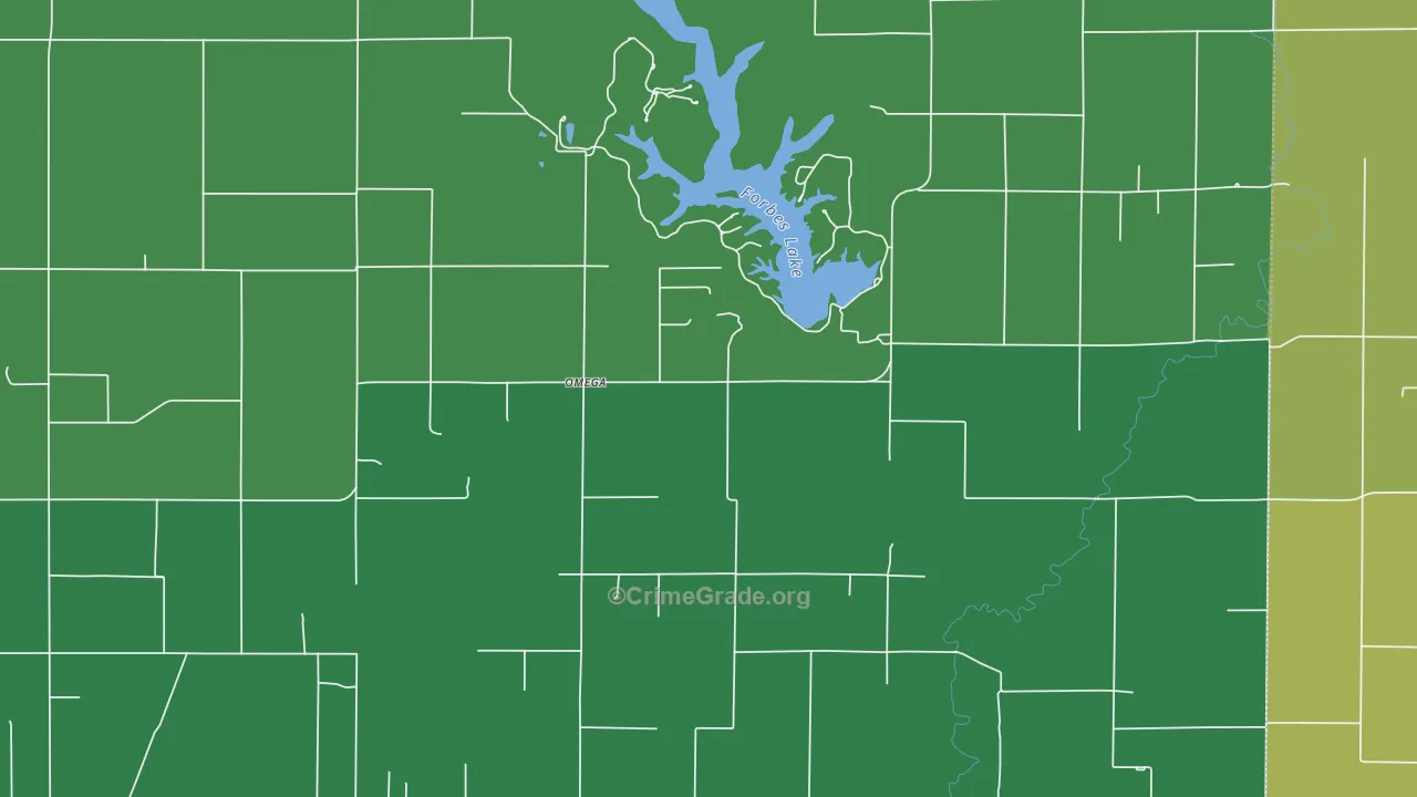 Omega, IL Map of Drug-Related Crime Rates