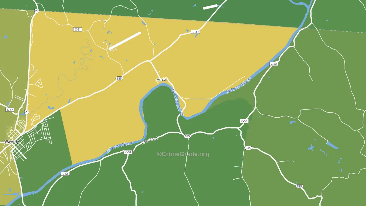 Omega, OH Map of Drug-Related Crime Rates