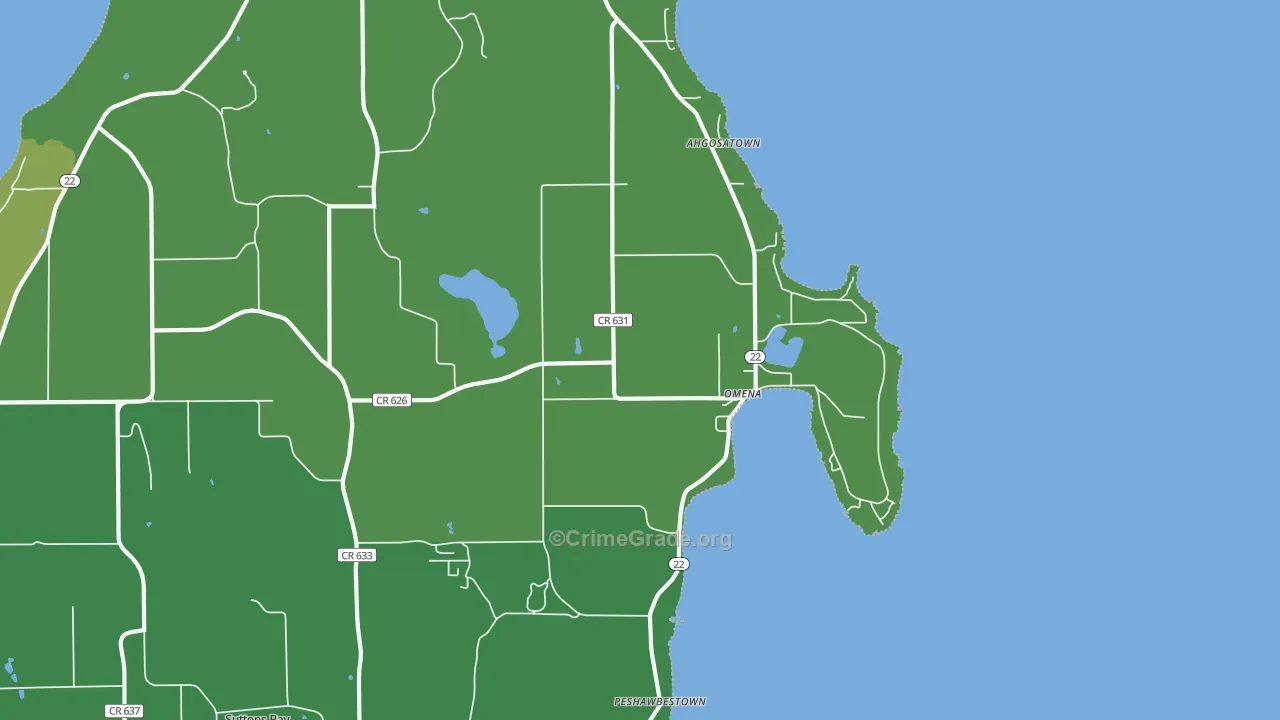 Omena, MI Map of Drug-Related Crime Rates