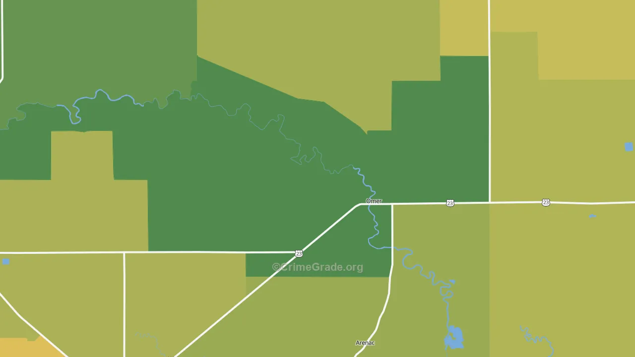 Omer, MI Map of Drug-Related Crime Rates