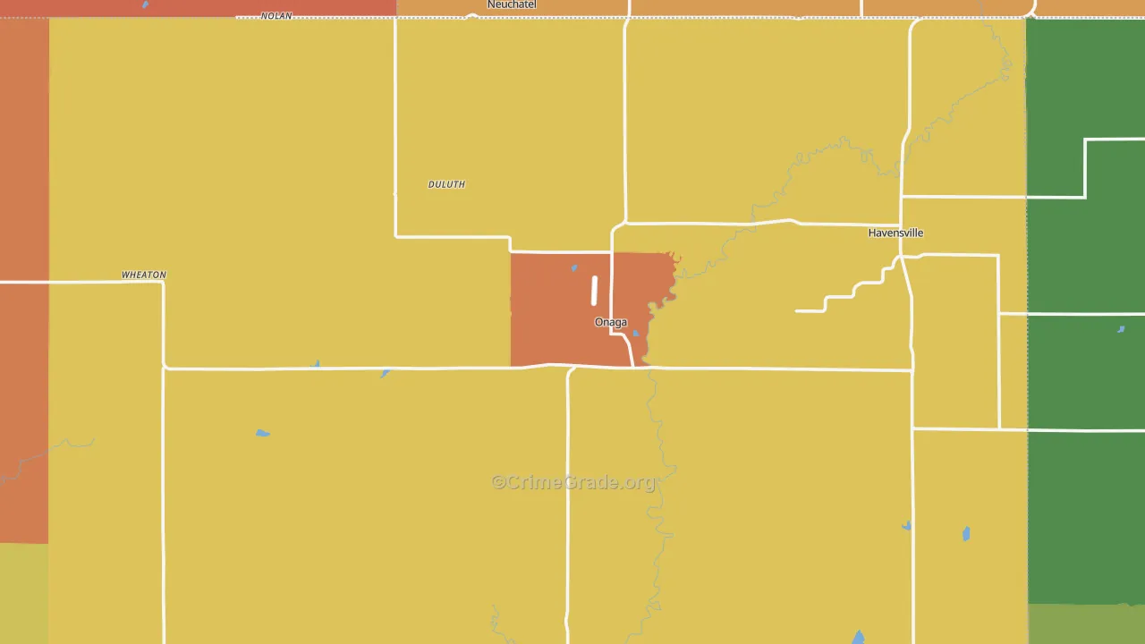 Onaga, KS Map of Drug-Related Crime Rates