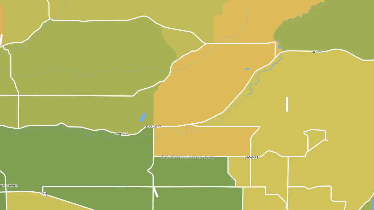 Onalaska, WA Map of Drug-Related Crime Rates