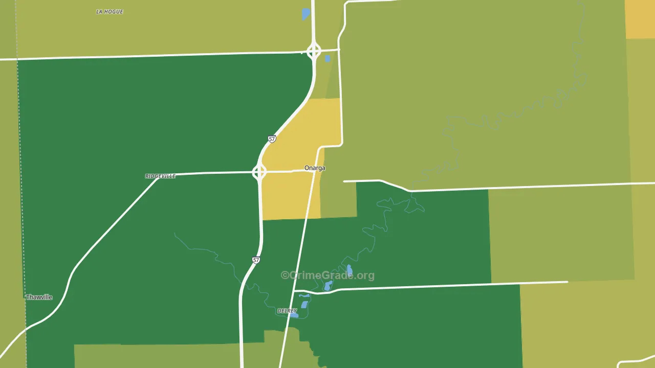 Onarga, IL Map of Drug-Related Crime Rates